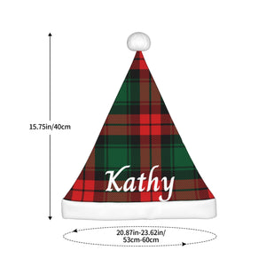 Custom Christmas Hat with Name for Him Her Family (Red Green Pattern)
