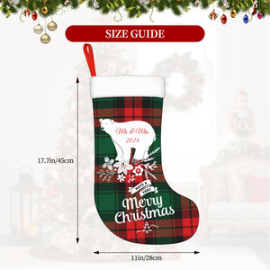 Custom Christmas Bear Stockings with Name for Family Kids Her as Holiday Gifts Decorations