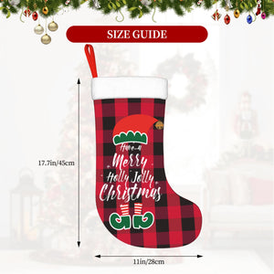 Personalized Christmas Stockings with Name for Kids Family (Red Black Plaid) as Holiday Gifts Decorations