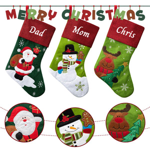 Personalized Wool Felt Christmas Stocking with Embroidered Name for Family Holiday Gifts