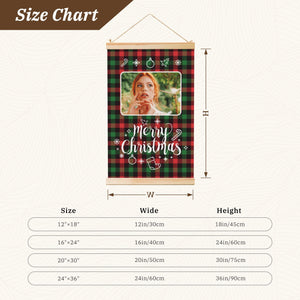 Personalized Wooden Hanging Christmas Plaid Posters with Photo Name for Him Her Couples Family