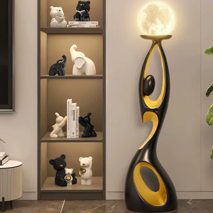 Lunar Embrace Sculptural Floor Lamp – Artistic LED Ambient Floor Lighting for Modern Interiors