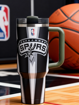 San Antonio Spurs Exclusive Design 40oz Insulated Tumbler with Handle & Straw