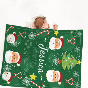 Personalized Christmas baby blanket for girls boys as gifts, Custom baby blankets with name for kids