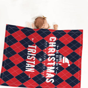 Custom Christmas baby blanket gift with name for girls boys, Personalized baby blankets kids