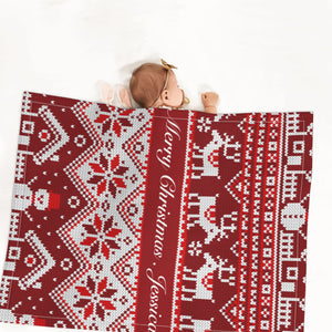 Personalized Christmas baby blanket gift with name for boys girls