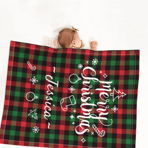 Custom Christmas baby blanket with name for girls boys, Personalized baby dot blankets as a Christmas gift for kids