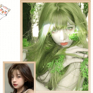 lolita green long wig S125