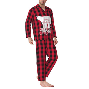 Personalized Christmas Pajamas Sets Red and Black Plaid for Men Holiday Gifts