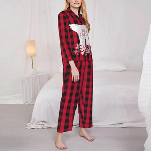 Custom Christmas Pajamas Sets Red and Black Plaid for Women Family as Holiday Gifts
