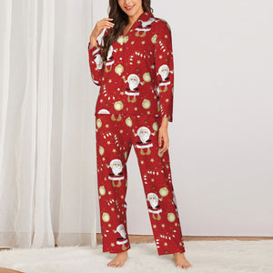 Custom Christmas Santa Pajamas Sets for Women with Name Message as Holiday Gifts