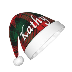 Custom Christmas Hat for Kids Boys Girls with Name (Red Green Striped)