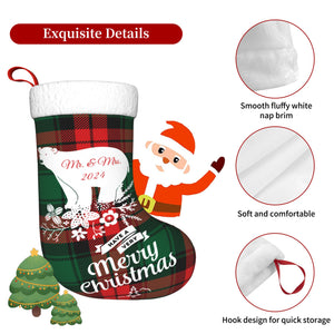 Custom Christmas Bear Stockings with Name for Family Kids Her as Holiday Gifts Decorations