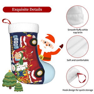 Custom Christmas Stockings with Name for Kids Family (Truck) Holiday Gifts Decorations