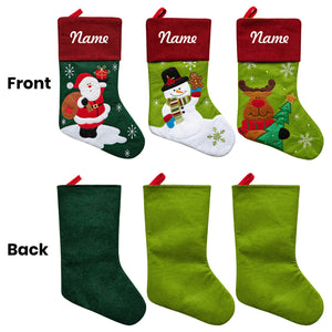 Personalized Wool Felt Christmas Stocking with Embroidered Name for Family Holiday Gifts