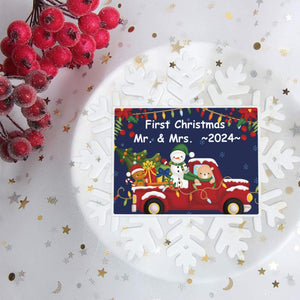 Personalized First Christmas Snowflake Ornament for Wedding Married Couples
