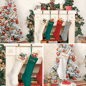 Personalized Christmas Knitted Stocking with Embroidered Name for Holiday Gifts