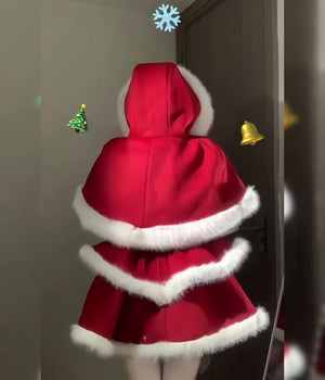 Christmas Red Cloak Puffy Skirt Dress SD86