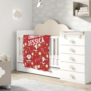 Personalized Christmas Santa baby blanket gift with name for boys girls, Custom baby blankets gifts