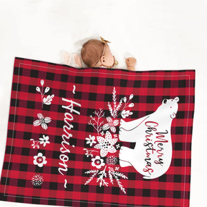 Personalized Christmas baby blanket with name for boys grils, Custom baby dot blankets for kids as Christmas gifts