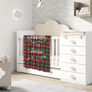 Custom Christmas baby blanket with name for girls boys, Personalized baby dot blankets as a Christmas gift for kids
