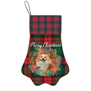 Personalized Christmas Pet Paw Stocking with Photo Name for Dog Cat Pets as Holiday Gifts