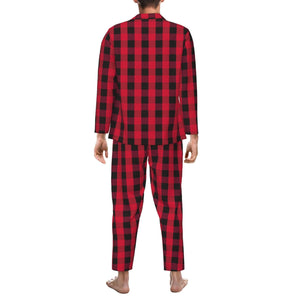 Personalized Christmas Pajamas Sets Red and Black Plaid for Men Holiday Gifts