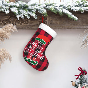 Personalized Christmas Stockings with Name for Kids Family (Red Black Plaid) as Holiday Gifts Decorations