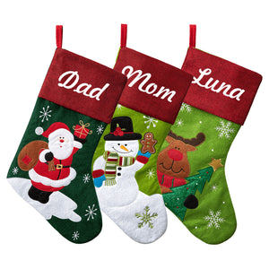 Personalized Wool Felt Christmas Stocking with Embroidered Name for Family Holiday Gifts