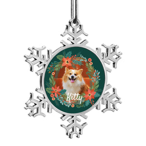 Personalized Christmas Snowflake Ornaments with Photo Name for Dog Cat Pet