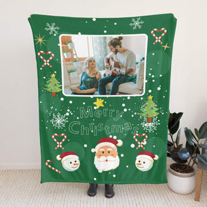 Personalized Christmas Blankets with Photo, Custom Flannel Blanket Gifts for Him Her Couples