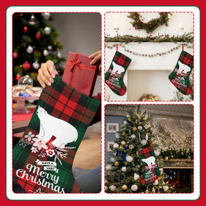 Personalized Christmas Plaid Stockings with Name for Family Kids Her as Holiday Gifts Decorations
