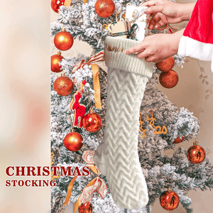 Personalized Christmas Knitted Stocking with Embroidered Name for Holiday Gifts