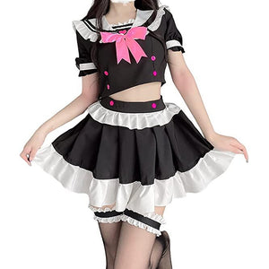 Anime Maid Cosplay Costume Classic Japanese Lolita Lace Top with Skirt Uniform Outfit