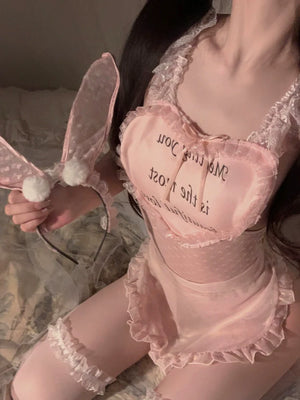 Pink Lace Bunny Suit S515