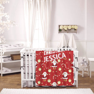 Personalized Christmas Santa baby blanket gift with name for boys girls, Custom baby blankets gifts