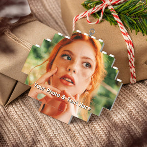Personalized Christmas Building Bricks Ornaments with Photo for Kids Him Her Family
