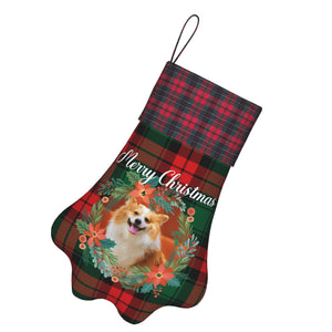 Personalized Christmas Pet Paw Stocking with Photo Name for Dog Cat Pets as Holiday Gifts
