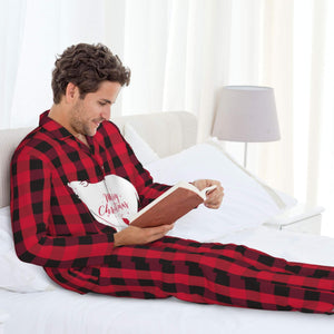 Personalized Christmas Pajamas Sets Red and Black Plaid for Men Holiday Gifts