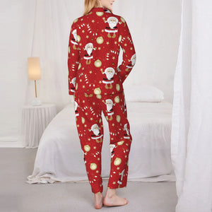 Custom Christmas Santa Pajamas Sets for Women with Name Message as Holiday Gifts