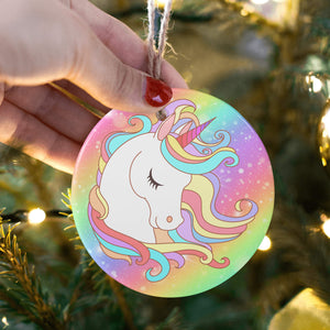 Personalized Christmas Unicron Rainbow Ornaments with Name Holiday Gifts for Her Kids