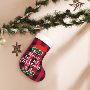 Personalized Christmas Stockings with Name for Kids Family (Red Black Plaid) as Holiday Gifts Decorations