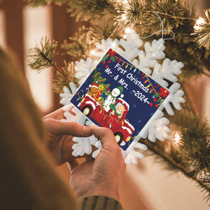 Personalized First Christmas Snowflake Ornament for Wedding Married Couples