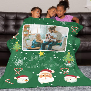 Personalized Christmas Blankets with Photo, Custom Flannel Blanket Gifts for Him Her Couples