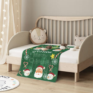 Personalized Christmas baby blanket for girls boys as gifts, Custom baby blankets with name for kids