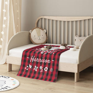 Personalized Christmas baby blanket with name for boys grils, Custom baby dot blankets for kids as Christmas gifts