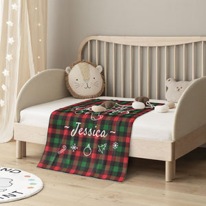 Custom Christmas baby blanket with name for girls boys, Personalized baby dot blankets as a Christmas gift for kids