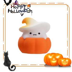 Spooky Cute Pumpkin Ghost Nightlight – USB Rechargeable LED Ambient Lamp