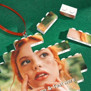 Personalized Christmas Building Bricks Ornaments with Photo for Kids Him Her Family