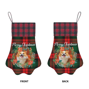 Personalized Christmas Pet Paw Stocking with Photo Name for Dog Cat Pets as Holiday Gifts